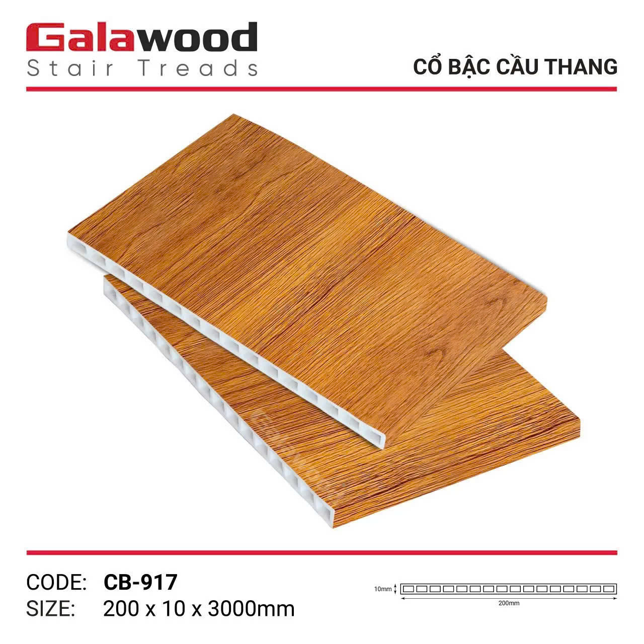 Cổ Bậc Cầu Thang Nhựa Giả Gỗ Galawood CB-917